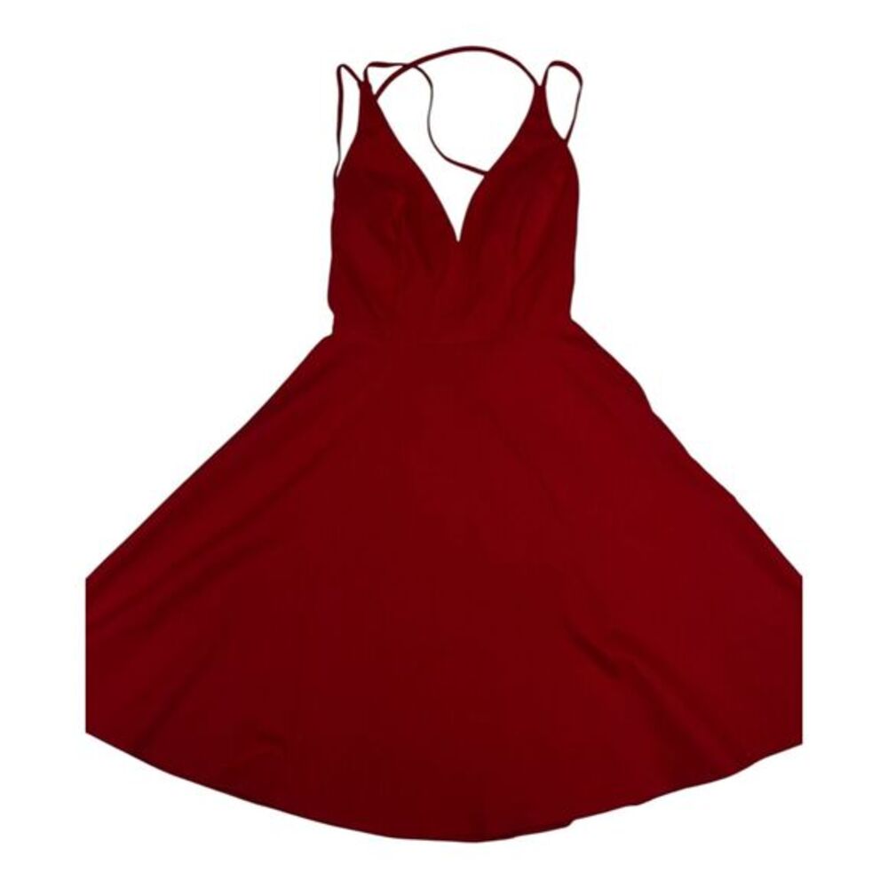 Lulus Womens XS Red Skater Dress Fit Flare Open Back Cocktail Party Mini